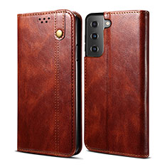 Funda de Cuero Cartera con Soporte Carcasa B03S para Samsung Galaxy S21 FE 5G Marron