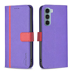 Funda de Cuero Cartera con Soporte Carcasa B04F para Motorola Moto Edge S30 5G Morado