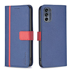 Funda de Cuero Cartera con Soporte Carcasa B04F para Motorola Moto G62 5G Azul