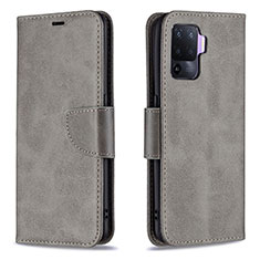 Funda de Cuero Cartera con Soporte Carcasa B04F para Oppo F19 Pro Gris