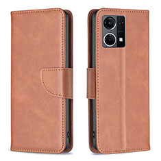 Funda de Cuero Cartera con Soporte Carcasa B04F para Oppo F21 Pro 4G Marron