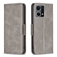 Funda de Cuero Cartera con Soporte Carcasa B04F para Oppo Reno7 4G Gris