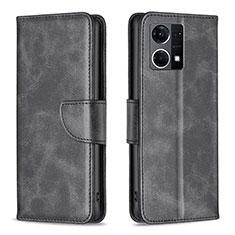 Funda de Cuero Cartera con Soporte Carcasa B04F para Oppo Reno7 4G Negro