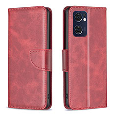 Funda de Cuero Cartera con Soporte Carcasa B04F para Oppo Reno7 5G Rojo