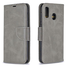 Funda de Cuero Cartera con Soporte Carcasa B04F para Samsung Galaxy A20 Gris