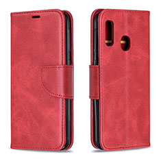 Funda de Cuero Cartera con Soporte Carcasa B04F para Samsung Galaxy A20e Rojo