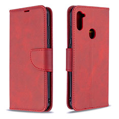 Funda de Cuero Cartera con Soporte Carcasa B04F para Samsung Galaxy M11 Rojo