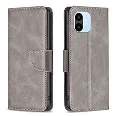 Funda de Cuero Cartera con Soporte Carcasa B04F para Xiaomi Poco C50 Gris