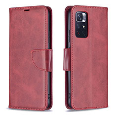 Funda de Cuero Cartera con Soporte Carcasa B04F para Xiaomi Redmi Note 11T 5G Rojo