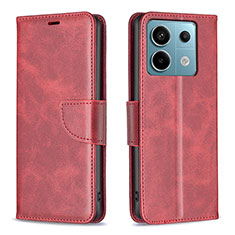Funda de Cuero Cartera con Soporte Carcasa B04F para Xiaomi Redmi Note 13 Pro 5G Rojo