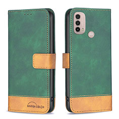 Funda de Cuero Cartera con Soporte Carcasa B05F para Motorola Moto E30 Verde