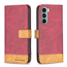 Funda de Cuero Cartera con Soporte Carcasa B05F para Motorola Moto Edge S30 5G Rojo