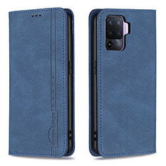 Funda de Cuero Cartera con Soporte Carcasa B05F para Oppo F19 Pro Azul