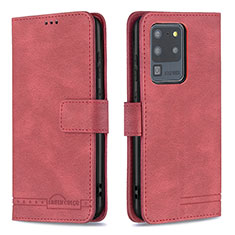 Funda de Cuero Cartera con Soporte Carcasa B05F para Samsung Galaxy S20 Ultra Rojo
