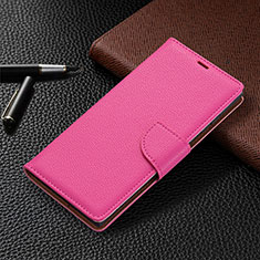 Funda de Cuero Cartera con Soporte Carcasa B05F para Samsung Galaxy S21 Ultra 5G Rosa Roja