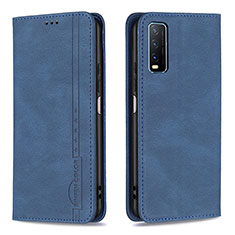 Funda de Cuero Cartera con Soporte Carcasa B05F para Vivo Y12s Azul