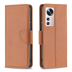 Funda de Cuero Cartera con Soporte Carcasa B05F para Xiaomi Mi 12 Pro 5G Marron