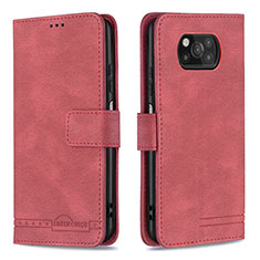 Funda de Cuero Cartera con Soporte Carcasa B05F para Xiaomi Poco X3 NFC Rojo