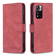 Funda de Cuero Cartera con Soporte Carcasa B05F para Xiaomi Poco X4 NFC Rojo