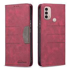 Funda de Cuero Cartera con Soporte Carcasa B06F para Motorola Moto E30 Rojo