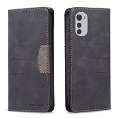 Funda de Cuero Cartera con Soporte Carcasa B06F para Motorola Moto E32s Negro