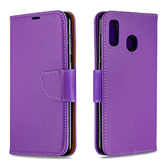 Funda de Cuero Cartera con Soporte Carcasa B06F para Samsung Galaxy M10S Morado