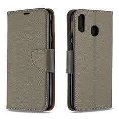 Funda de Cuero Cartera con Soporte Carcasa B06F para Samsung Galaxy M20 Gris