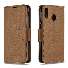 Funda de Cuero Cartera con Soporte Carcasa B06F para Samsung Galaxy M20 Marron