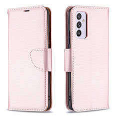 Funda de Cuero Cartera con Soporte Carcasa B06F para Samsung Galaxy Quantum2 5G Oro Rosa