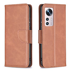 Funda de Cuero Cartera con Soporte Carcasa B06F para Xiaomi Mi 12 Pro 5G Marron