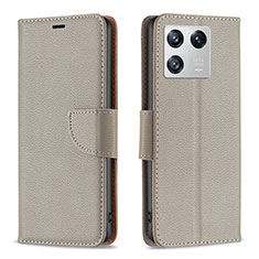 Funda de Cuero Cartera con Soporte Carcasa B06F para Xiaomi Mi 13 Pro 5G Gris