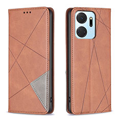 Funda de Cuero Cartera con Soporte Carcasa B07F para Huawei Honor X7a Marron