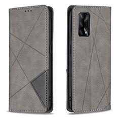 Funda de Cuero Cartera con Soporte Carcasa B07F para Oppo A95 4G Gris