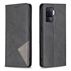 Funda de Cuero Cartera con Soporte Carcasa B07F para Oppo F19 Pro Negro