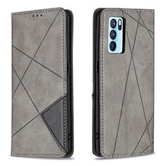 Funda de Cuero Cartera con Soporte Carcasa B07F para Oppo Reno6 Pro 5G India Gris