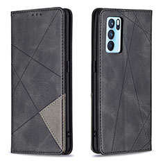 Funda de Cuero Cartera con Soporte Carcasa B07F para Oppo Reno6 Pro 5G India Negro