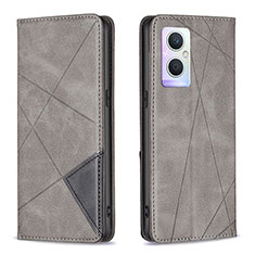 Funda de Cuero Cartera con Soporte Carcasa B07F para Oppo Reno7 Lite 5G Gris