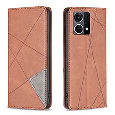 Funda de Cuero Cartera con Soporte Carcasa B07F para Oppo Reno8 4G Marron