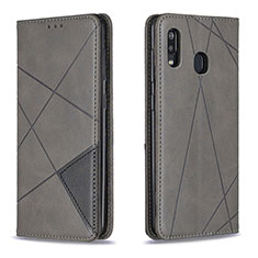 Funda de Cuero Cartera con Soporte Carcasa B07F para Samsung Galaxy A20 Gris