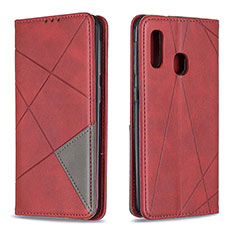 Funda de Cuero Cartera con Soporte Carcasa B07F para Samsung Galaxy A20e Rojo