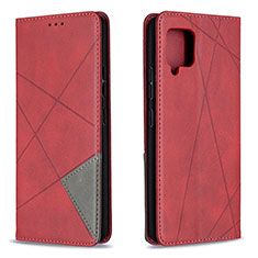 Funda de Cuero Cartera con Soporte Carcasa B07F para Samsung Galaxy A42 5G Rojo