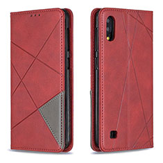 Funda de Cuero Cartera con Soporte Carcasa B07F para Samsung Galaxy M10 Rojo