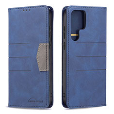 Funda de Cuero Cartera con Soporte Carcasa B07F para Samsung Galaxy S22 Ultra 5G Azul