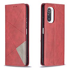 Funda de Cuero Cartera con Soporte Carcasa B07F para Xiaomi Mi 11i 5G Rojo
