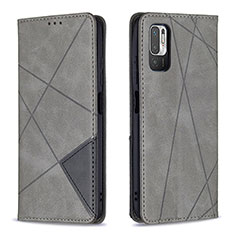 Funda de Cuero Cartera con Soporte Carcasa B07F para Xiaomi POCO M3 Pro 5G Gris