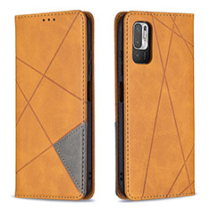 Funda de Cuero Cartera con Soporte Carcasa B07F para Xiaomi POCO M3 Pro 5G Marron Claro