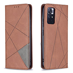 Funda de Cuero Cartera con Soporte Carcasa B07F para Xiaomi Redmi Note 11 5G Marron