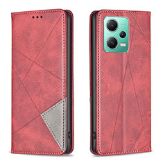Funda de Cuero Cartera con Soporte Carcasa B07F para Xiaomi Redmi Note 12 5G Rojo