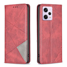 Funda de Cuero Cartera con Soporte Carcasa B07F para Xiaomi Redmi Note 12 Pro 5G Rojo