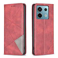 Funda de Cuero Cartera con Soporte Carcasa B07F para Xiaomi Redmi Note 13 Pro 5G Rojo